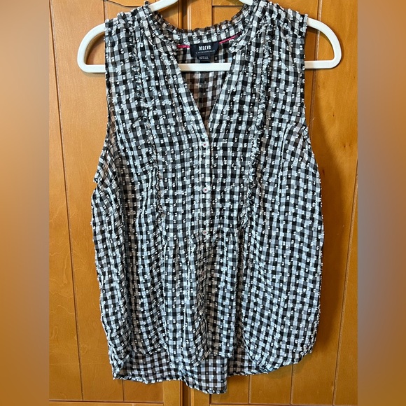 Anthropologie Smocked Black and White Blouse - Picture 1 of 3